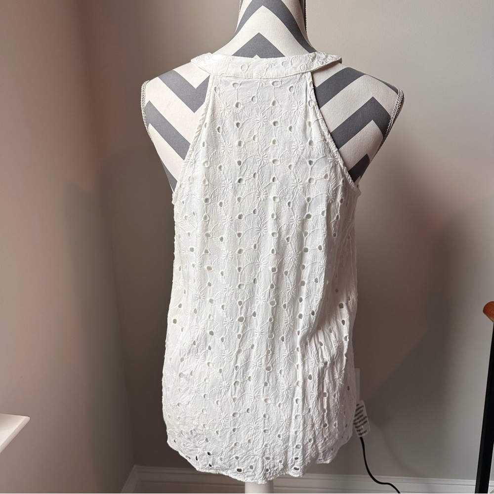 Market & Spruce White Eyelet Halter Top M | Bridal Shower Bachelorette - Picture 2 of 10